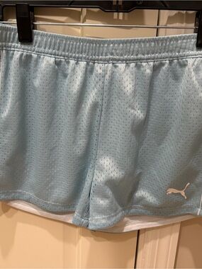 Puma Pale Blue Mesh Athletic Shorts for Kids